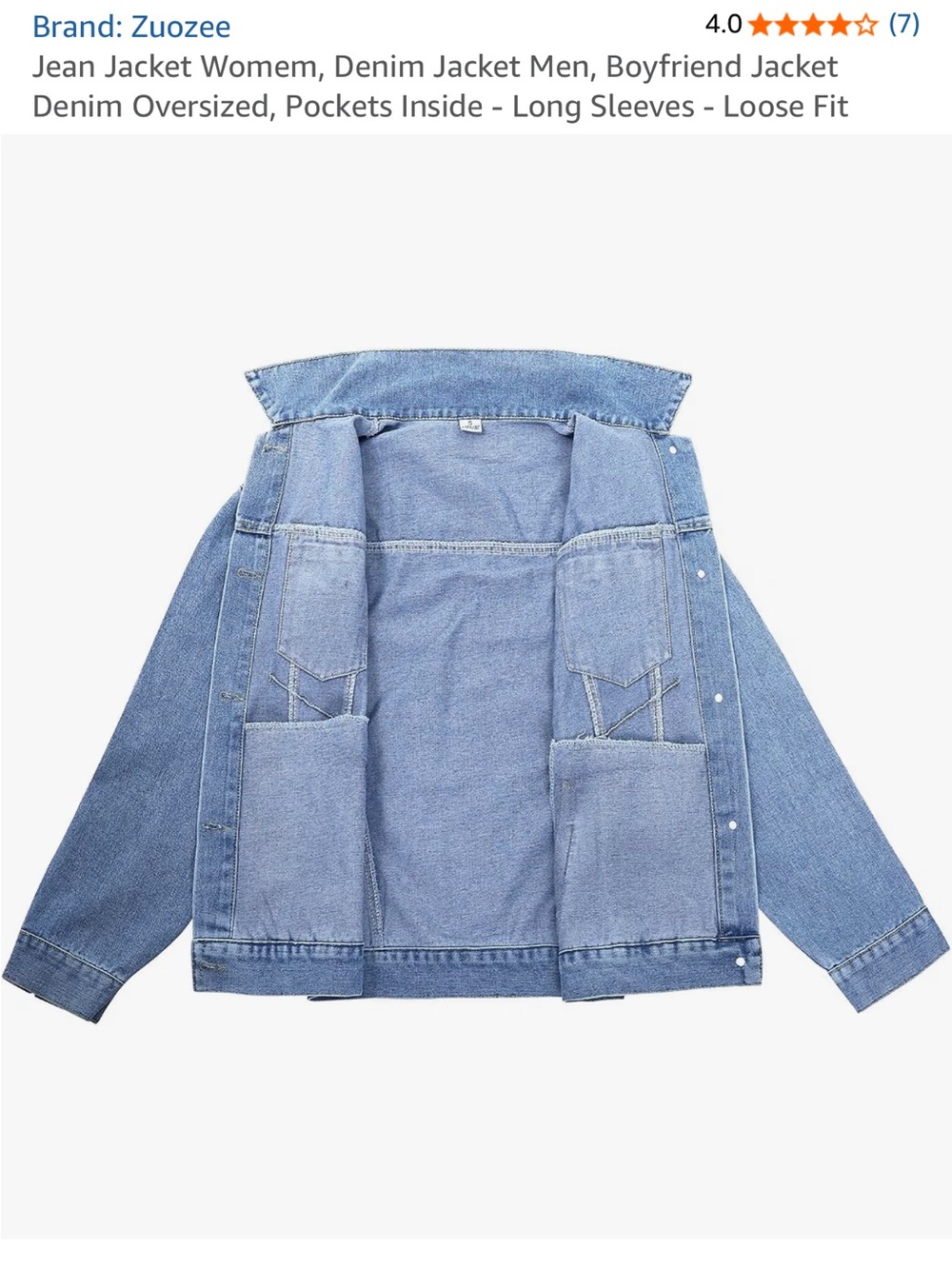 Oversized Light Blue Denim Jacket for Women - Picture 2 of 3
